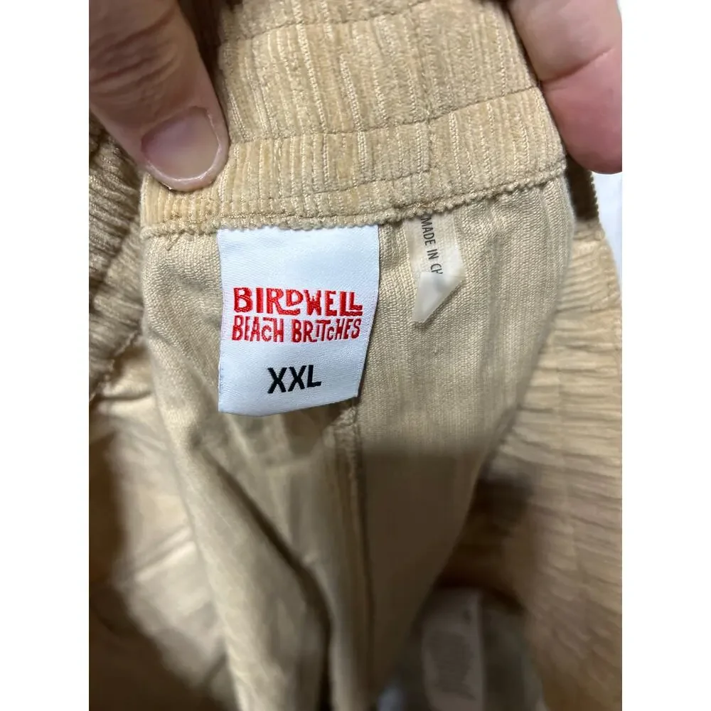 Birdwell Beach Britches Corduroy Shorts XXL Tan NEW Lace Up Drawstring Pockets